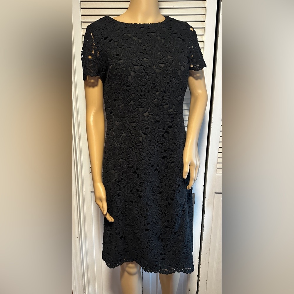 Talbots Black Lace Sheath Dress Short Sleeve Women’s 4P